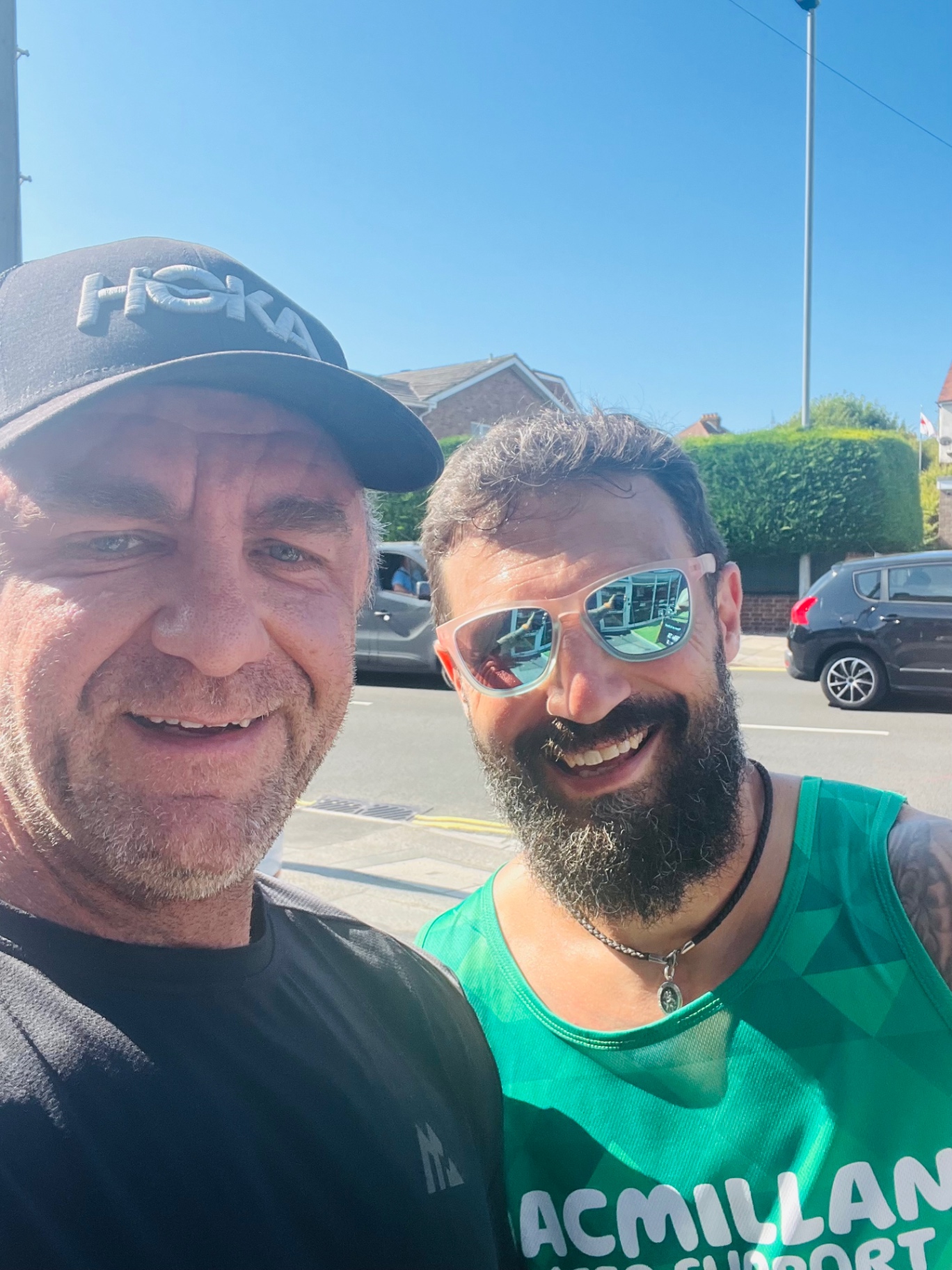 Rob with a supporter on a sunny 4x4x72 run, June 2026
